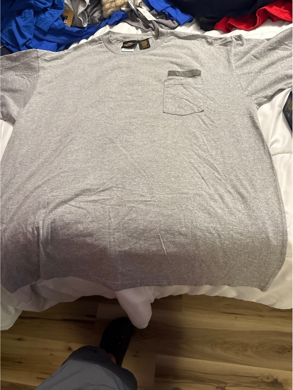 Harley-Davidson Gray Pocket T-Shirt Size 2XL Vintage Style
